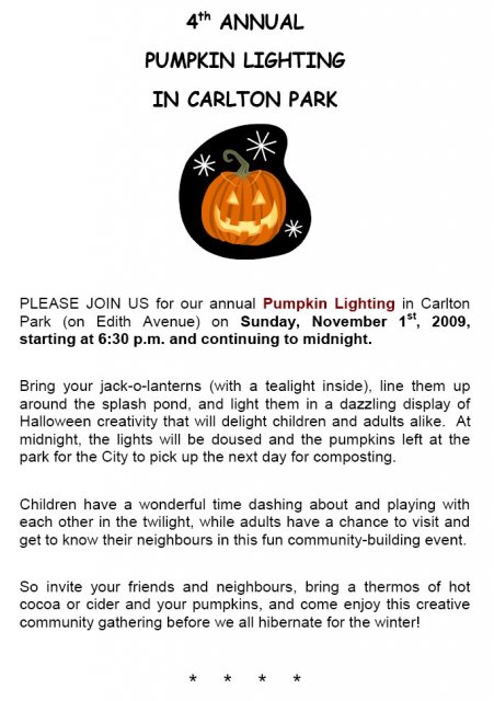 Pumpkin Lighting in Carlton Park, 2009 Poster